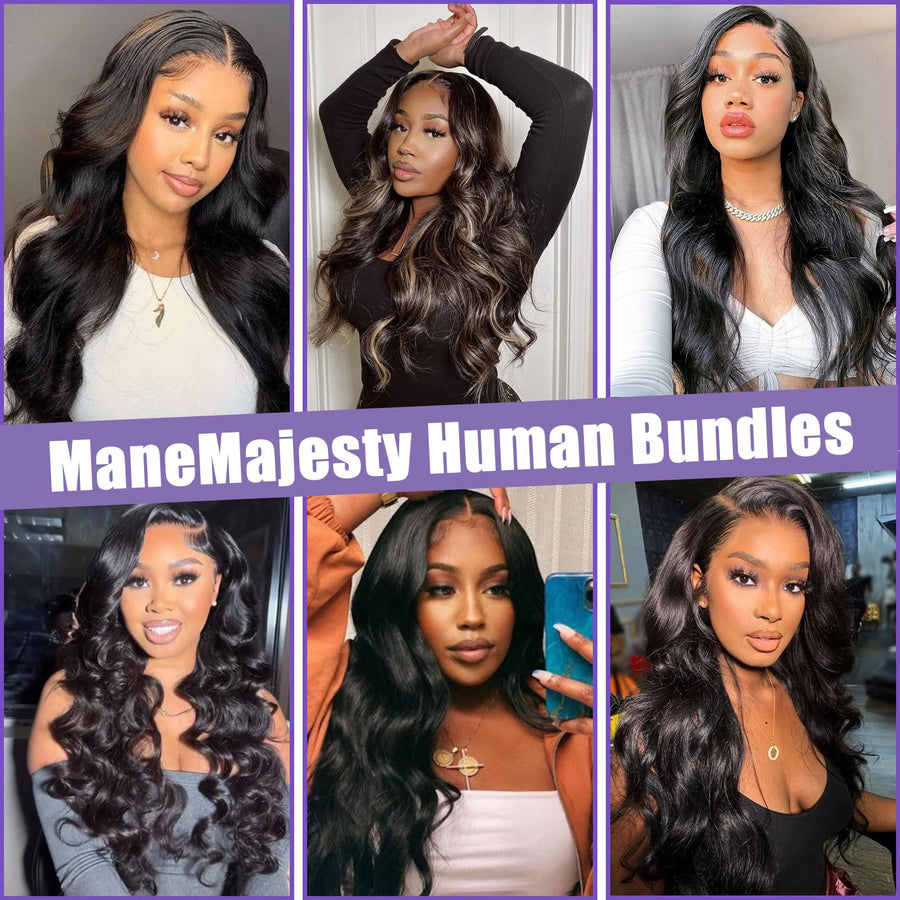 ManeMajesty Body Wave Brazilian Human Hair Bundles - Glossy-Body-10 - B0F3HW1ND1