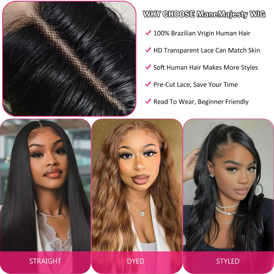 ManeMajesty Body Wave Human Hair Wig - FT-2223H-1 - B0F4D9TLZS