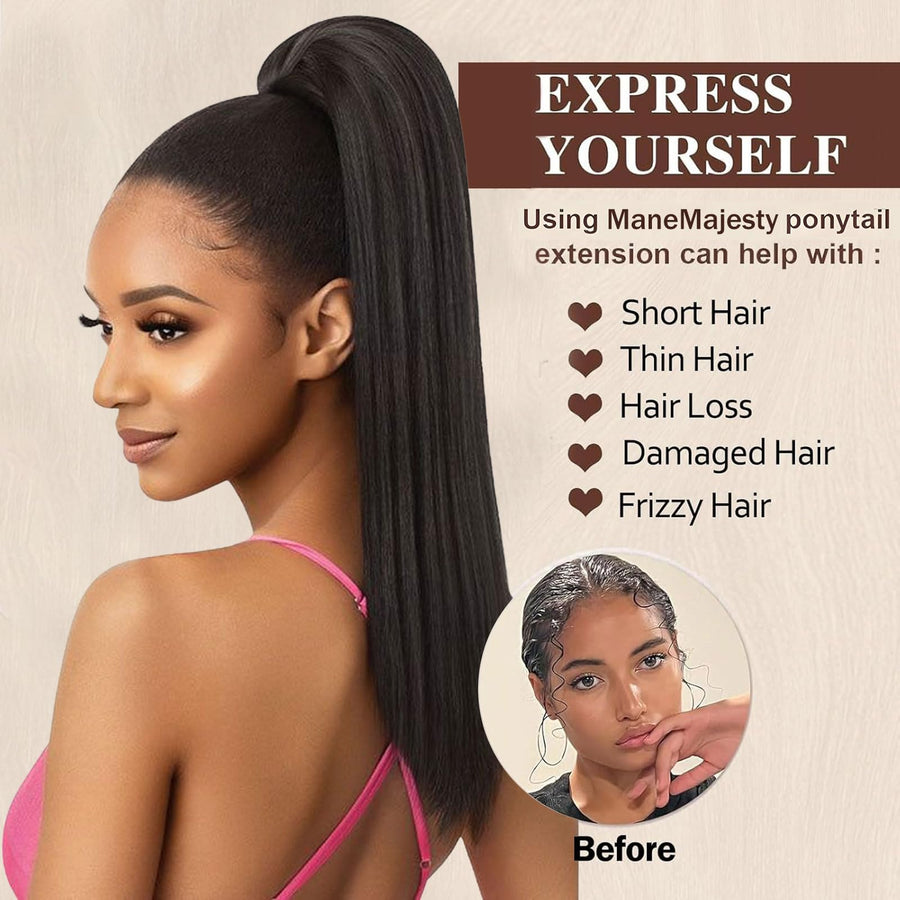 ManeMajesty Straight Drawstring Ponytail Extension - FT-2184B - B0F64LMKDK