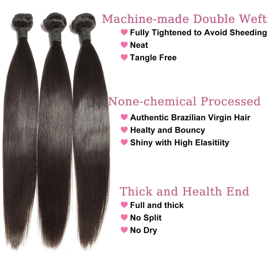 ManeMajesty Straight Brazilian Human Hair Bundles - 2.5 STAR-S-10 12 14 - B0F7LND53T