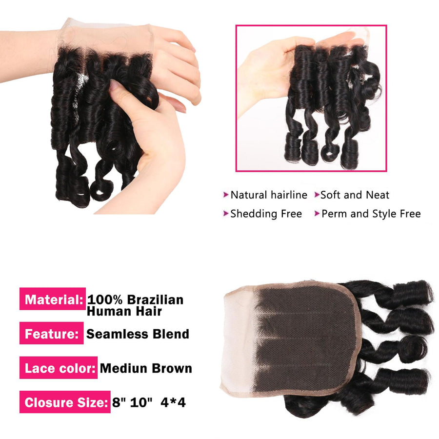 ManeMajesty Curly Brazilian Human Hair Bundles - 1C-12"*3+C - B0F7LPWN69
