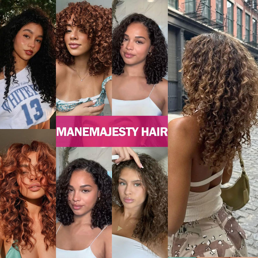 ManeMajesty Curly Brazilian Human Hair Bundles - 1C-12"*3+C - B0F7LPWN69
