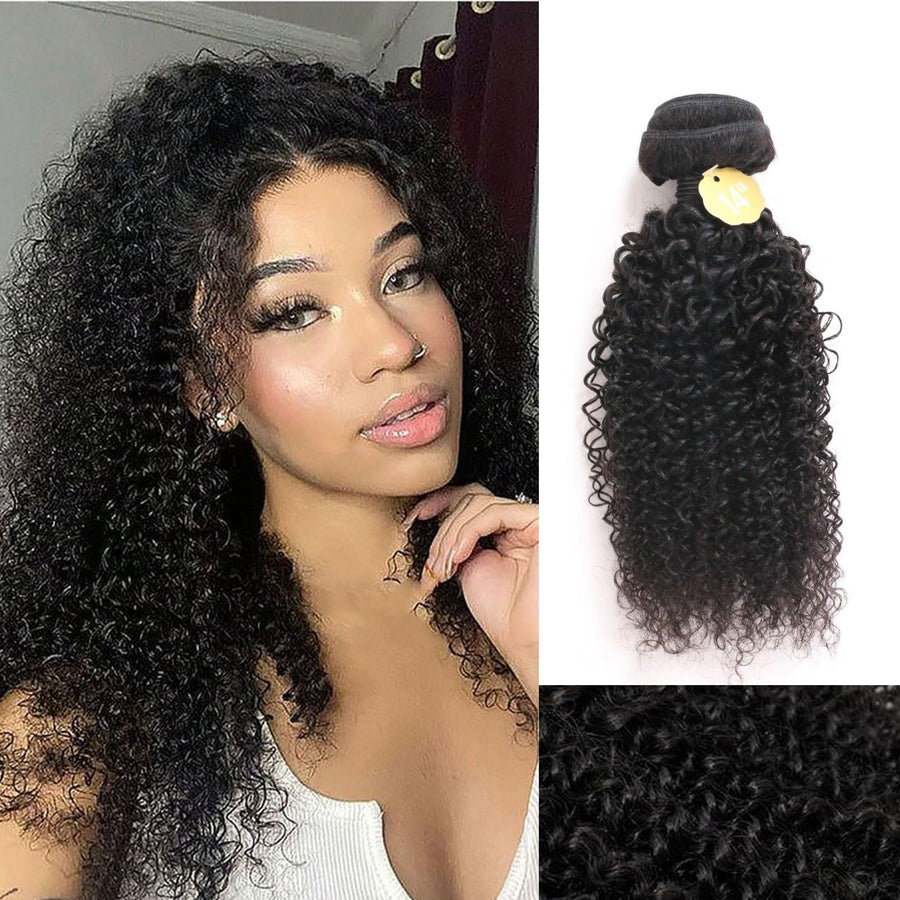 ManeMajesty Kinky Curly Brazilian Human Hair Bundles - KC-12"*3+C - B0F7LPX99W