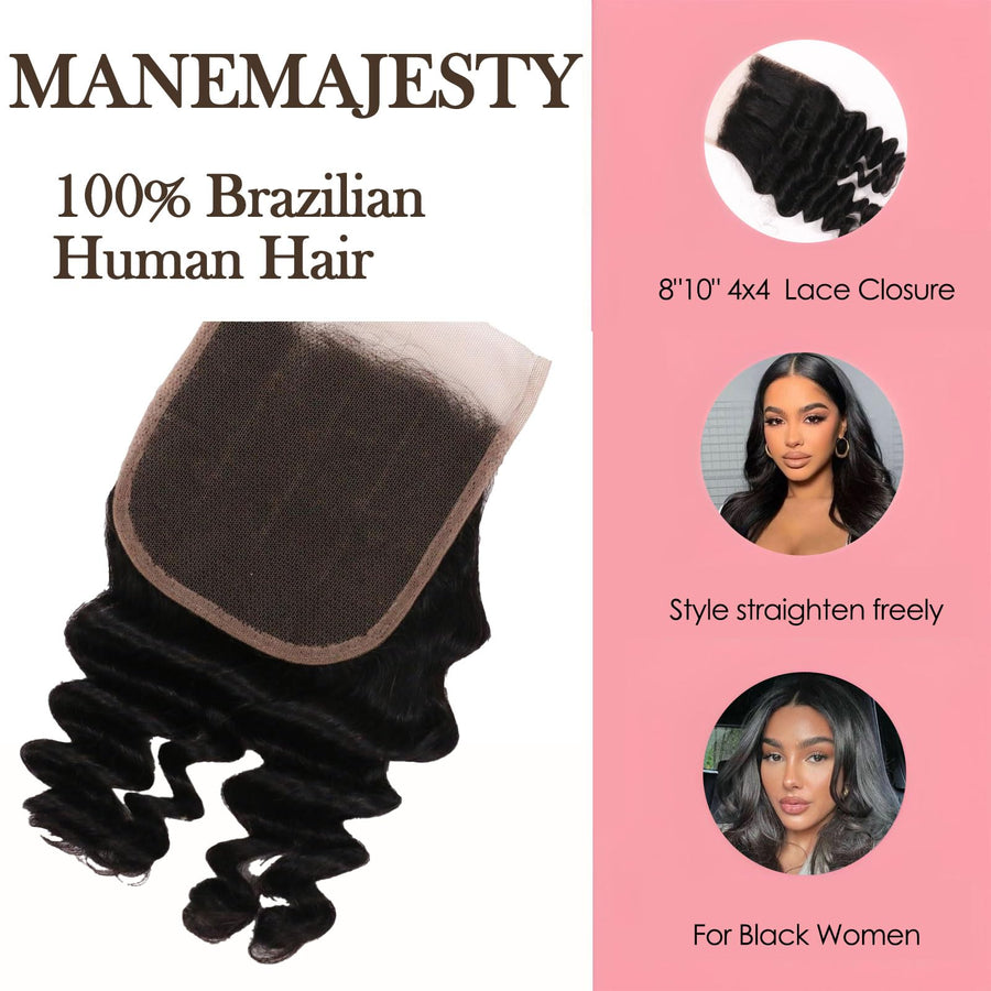 ManeMajesty Water Wave Brazilian Human Hair Bundles - 5C-14"*3+C - B0F7LQ84CS