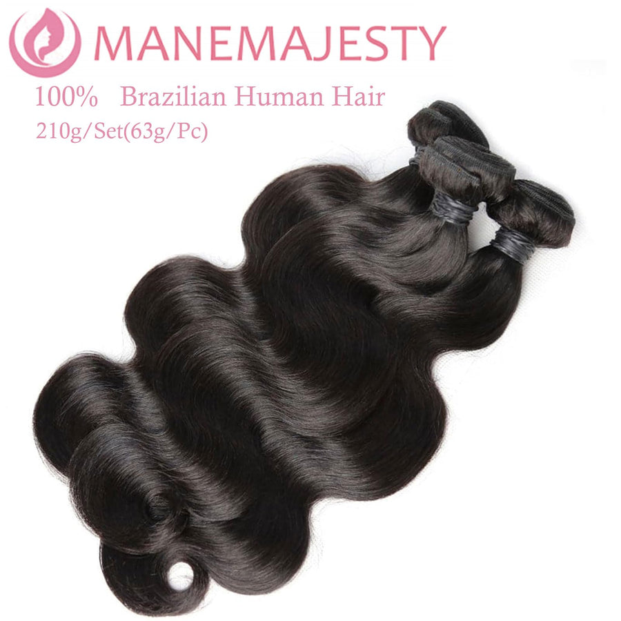 ManeMajesty Water Wave Brazilian Human Hair Bundles - 5C-16"*3+C - B0F7LR9RYY