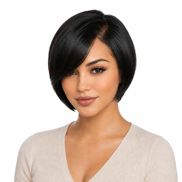 ManeMajesty Straight Lace Front Bob Pixie Cut Glueless Wear and Go Human Hair Wig