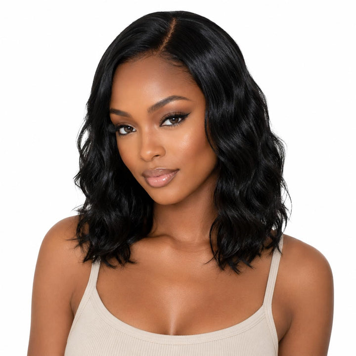 ManeMajesty 16 Inch Body Wave Lace Front Glueless Human Hair Wig