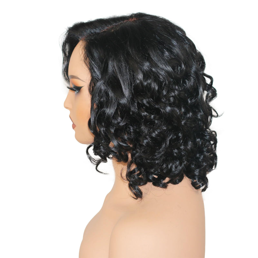 ManeMajesty 12 Inch Curly Wave Lace Front Glueless Human Hair Wig - FT-2692 - B0F9TDD5V3