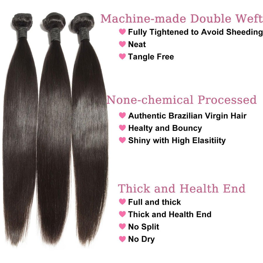 ManeMajesty Straight Brazilian Human Hair Bundles - Glossy-STRAIGHT-22 - B0F9W3Y8GR