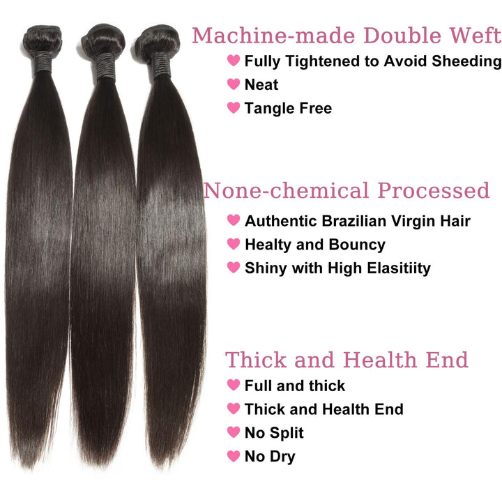 ManeMajesty Straight Brazilian Human Hair Bundles