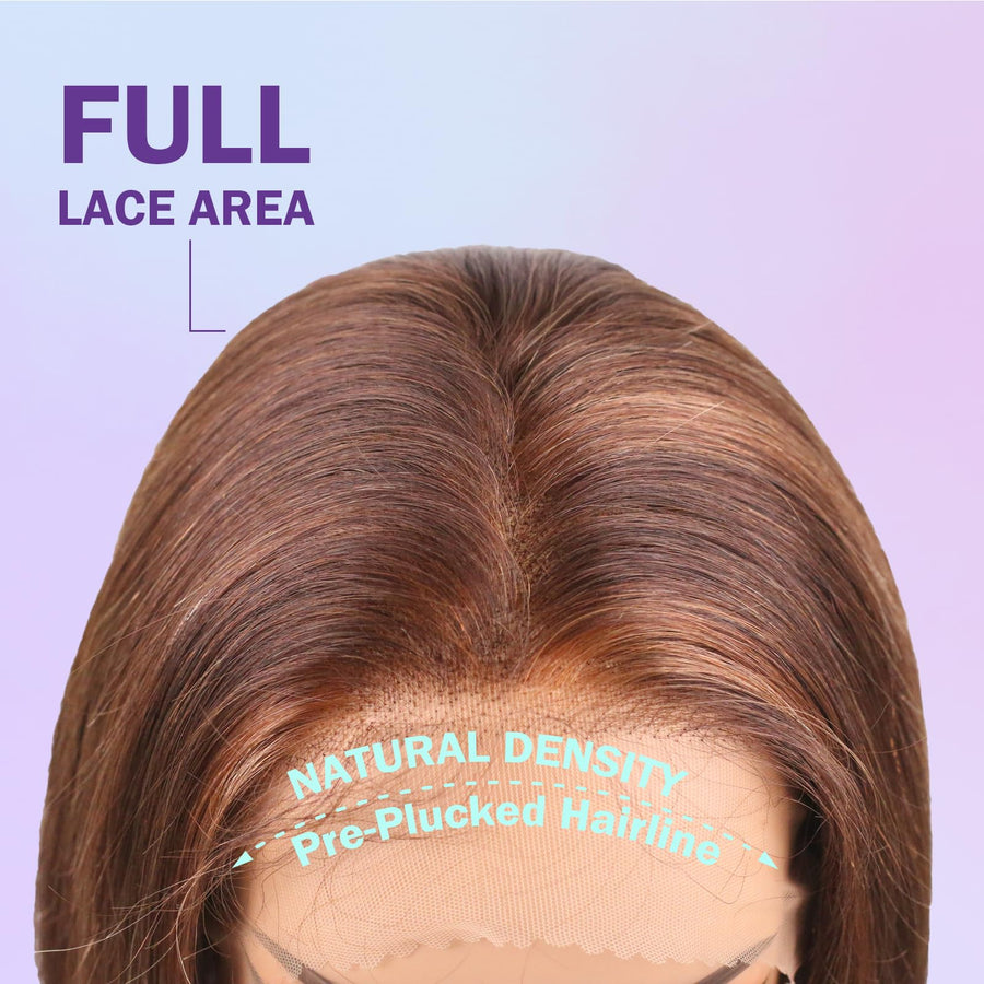 ManeMajesty 12 Inch Full Lace Bob Glueless Human Hair Wig - FT-1710MM-FS4/30 - B0FFT1KP3V