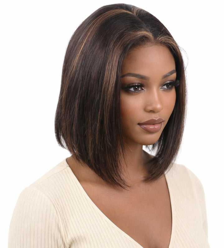 ManeMajesty 12 Inch Full Lace Bob Glueless Human Hair Wig