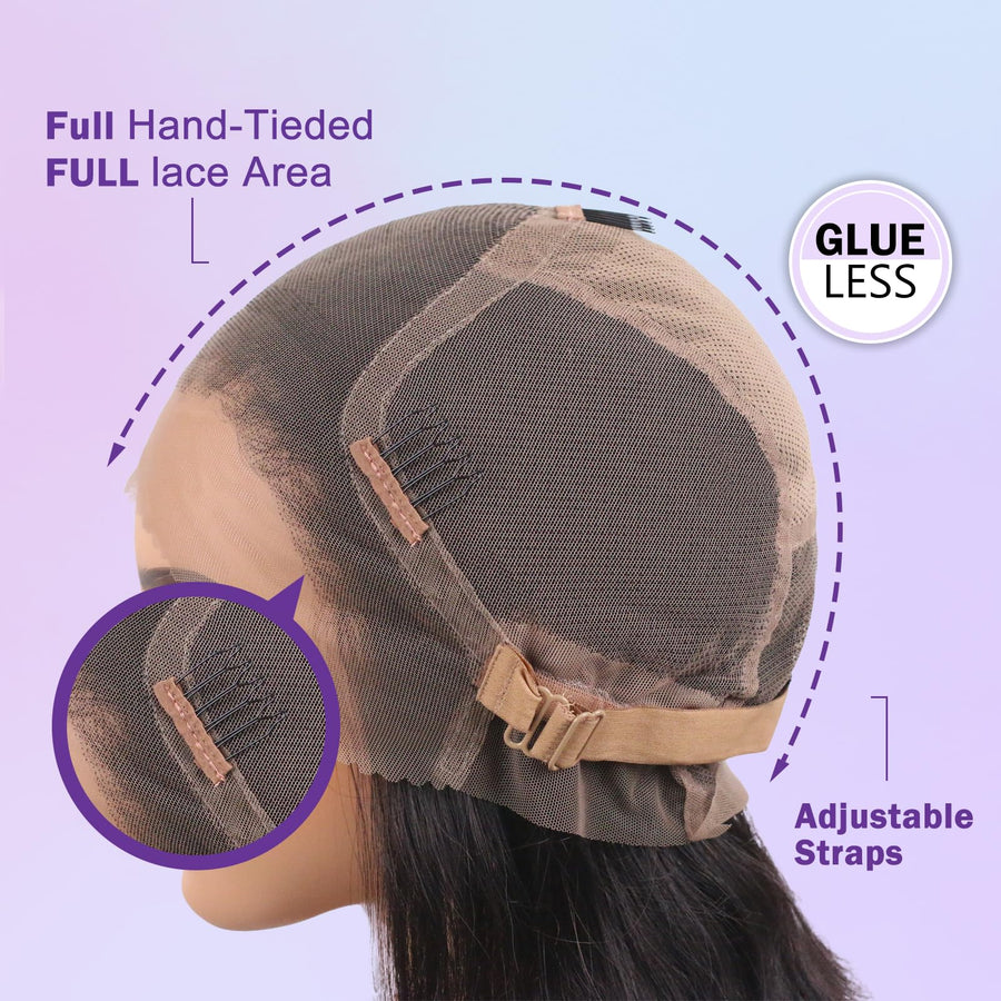 ManeMajesty 12 Inch Full Lace Bob Glueless Human Hair Wig - FT-1710MM-FS1B/30 - B0FFT2GWXG