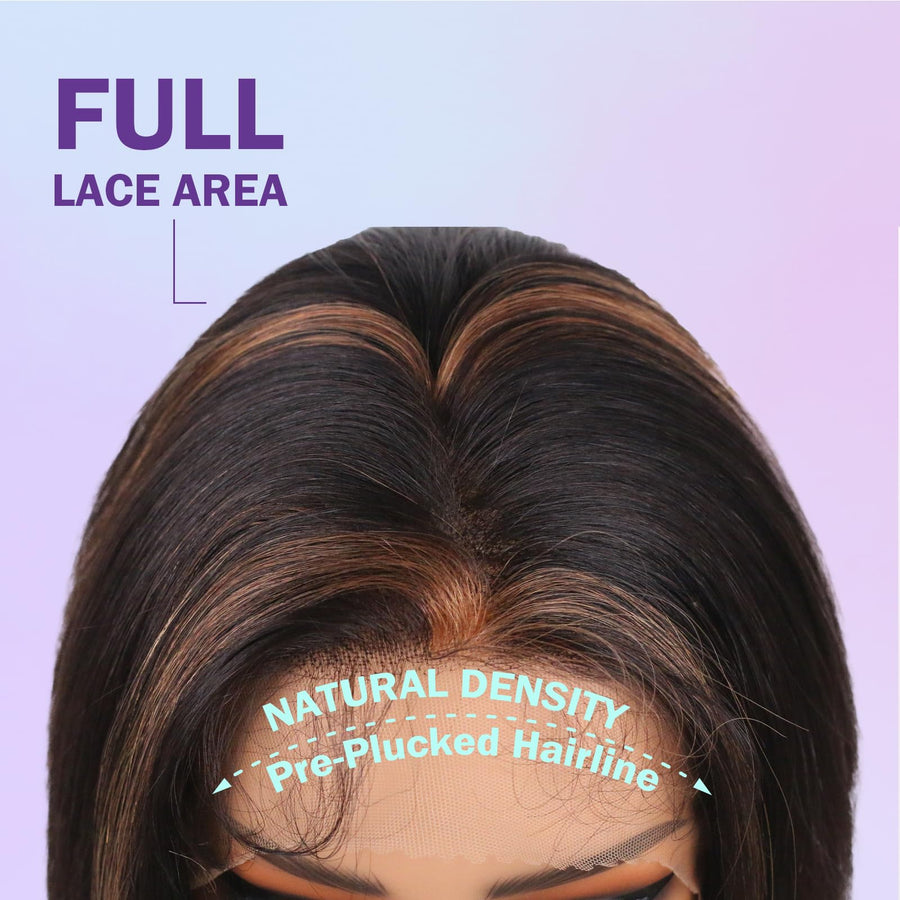ManeMajesty 12 Inch Full Lace Bob Glueless Human Hair Wig - FT-1710MM-FS1B/30 - B0FFT2GWXG
