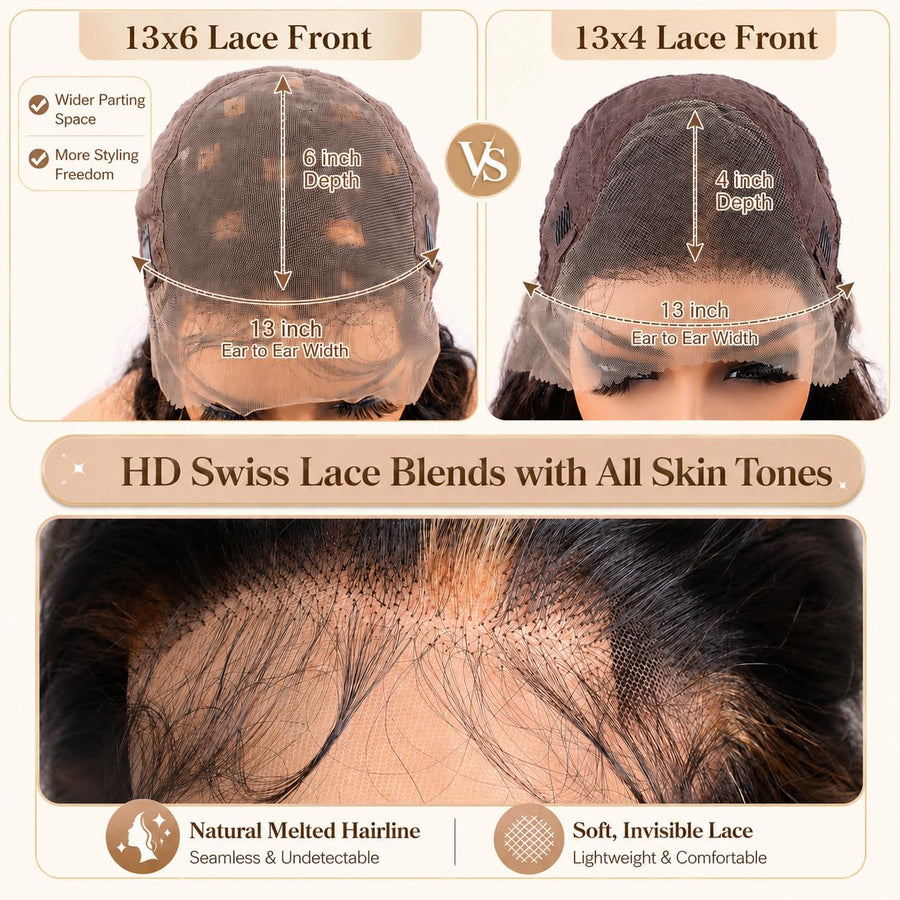 ManeMajesty Body Wave 13x6 Lace Front Glueless Human Hair Wig - FT-2072-FS4/27 - B0FFT669NL