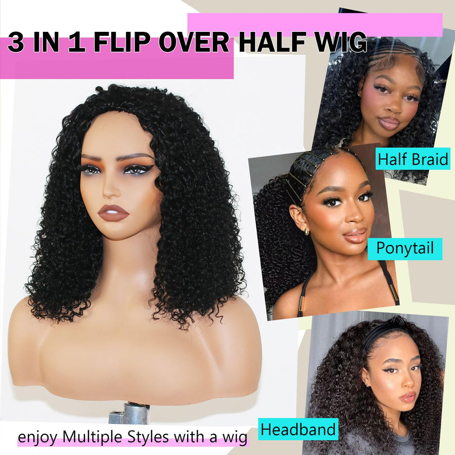 ManeMajesty Kinky Curly Half Wig - FT-2740C - B0FL1QMV1Z