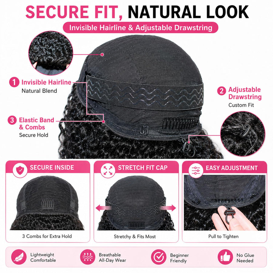 ManeMajesty Kinky Curly Half Wig - FT-2740C - B0FL1QMV1Z