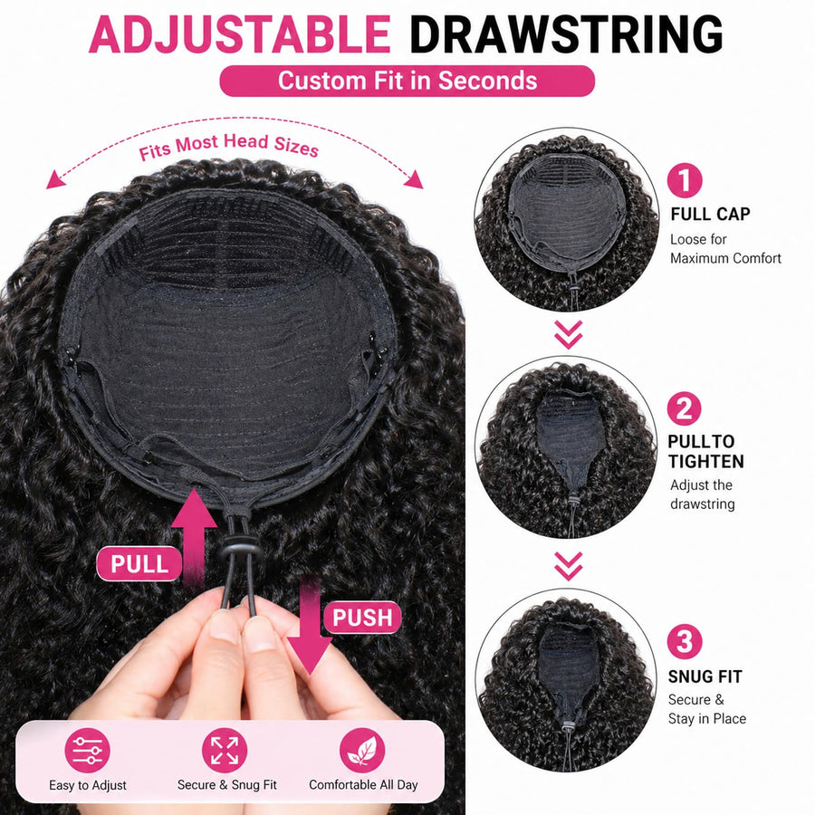 ManeMajesty Kinky Curly Half Wig - FT-2740C - B0FL1QMV1Z