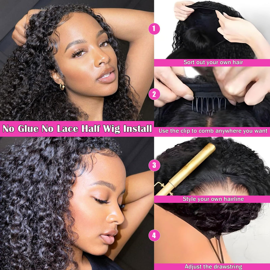 ManeMajesty Kinky Curly Half Wig - FT-2740D - B0FL1SGXHY