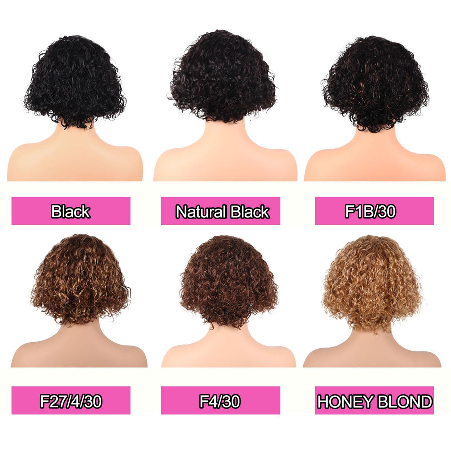 ManeMajesty 8 Inch Deep Curly Lace Front Bob Glueless Wear and Go Human Hair Wig - FT-1930-F27/4/30 - B0FLXSYRP7