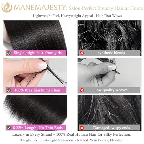 ManeMajesty Straight Brazilian Human Hair Bundles - 2.5 STAR-S-10 - B0FX2RPH55