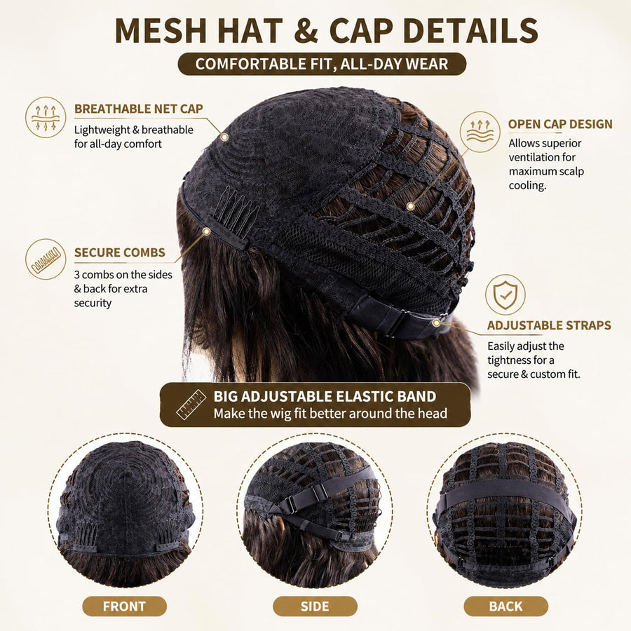 ManeMajesty Body Wave With Bangs Human Hair Wig - FT-1229MC-NA - B0G2XMVYV8