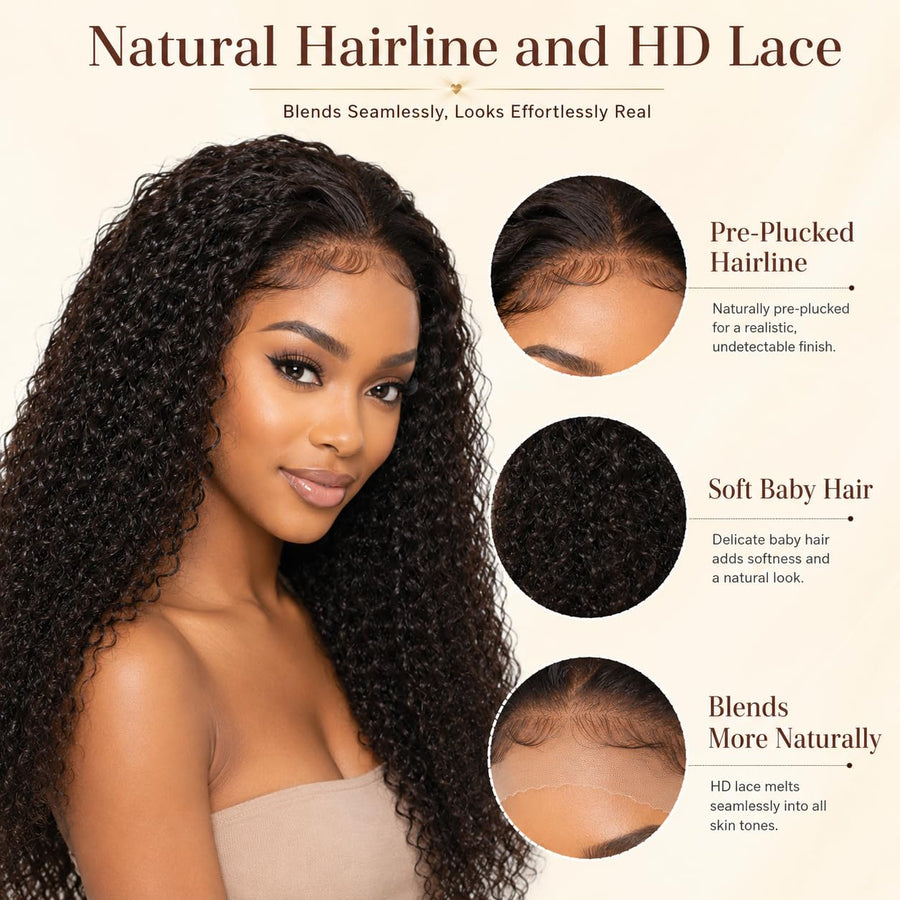 ManeMajesty Kinky Curly 13x4 Lace Front Glueless Human Hair Wig - FT-2326D - B0G5NR4D7Q