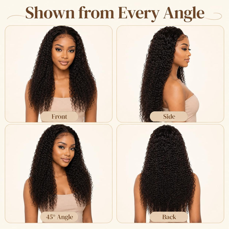 ManeMajesty Kinky Curly 13x4 Lace Front Glueless Human Hair Wig - FT-2326D - B0G5NR4D7Q